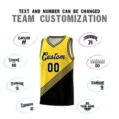 Gold Black Diagonal Stripes Color Block Basketball Jersey 4