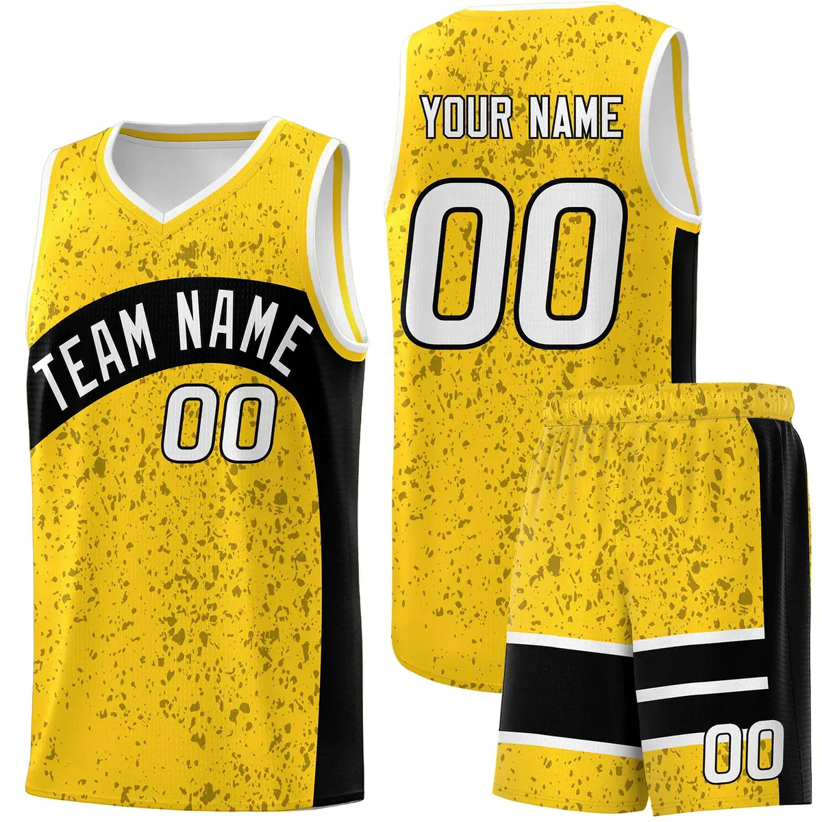 Gold Black Dot Graffiti Irregular Pattern Basketball Jersey