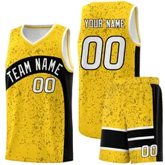 Gold Black Dot Graffiti Irregular Pattern Basketball Jersey 1