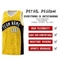 Gold Black Dot Graffiti Irregular Pattern Basketball Jersey 2