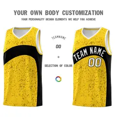 Gold Black Dot Graffiti Irregular Pattern Basketball Jersey 3