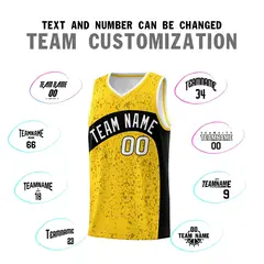 Gold Black Dot Graffiti Irregular Pattern Basketball Jersey 4