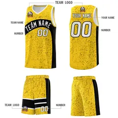 Gold Black Dot Graffiti Irregular Pattern Basketball Jersey 5
