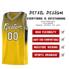 Gold Black Dot Pattern Side Gradient Reversible Basketball Jersey Kits 3