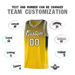 Gold Black Dot Pattern Side Gradient Reversible Basketball Jersey Kits 4