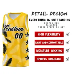 Gold Black Feather Series Graffiti Pattern Basketball Jersey 2