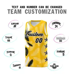 Gold Black Feather Series Graffiti Pattern Basketball Jersey 4