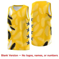Gold Black Feather Series Graffiti Pattern Basketball Jersey 6
