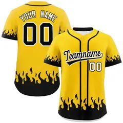 Gold Black Flame Graffiti Authentic Baseball Jersey 1