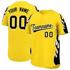 Gold Black Flame Outline Side Pattern Baseball Jersey 1