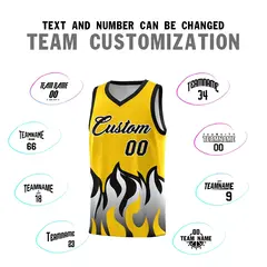 Gold Black Flame Pattern Sports Basketball Jersey 4