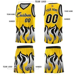 Gold Black Flame Pattern Sports Basketball Jersey 5