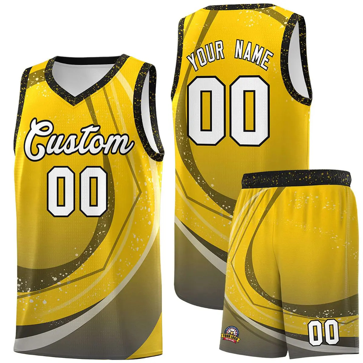 Gold Black Galaxy Graffiti Basketball Jersey