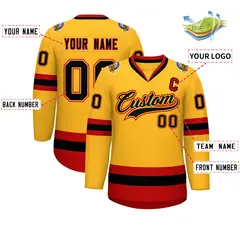 Gold Black Gold-Red Classic Style Hockey Jersey 2