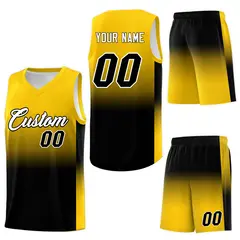 Gold Black Gradient Basketball Jersey Sports Uniform 7