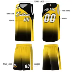 Gold Black Gradient Basketball Jersey Sports Uniform 5