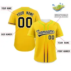 Gold Black Gradient Ribbed Authentic Baseball Jersey 2