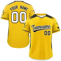Gold Black Gradient Side Star Pattern Baseball Jersey 1