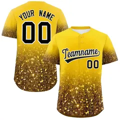 Gold Black Gradient Sparkle-Effect Authentic Baseball Jersey