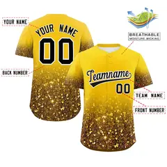 Gold Black Gradient Sparkle-Effect Authentic Baseball Jersey 2