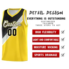 Gold Black Gray Diagonal Stripes Color Block Basketball Jersey 2