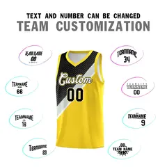Gold Black Gray Diagonal Stripes Color Block Basketball Jersey 4