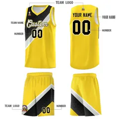 Gold Black Gray Diagonal Stripes Color Block Basketball Jersey 5