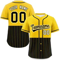 Gold Black Half Stripe Authentic Baseball Jersey 1