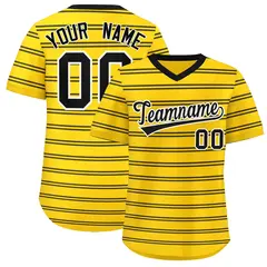 Gold Black Horizontal Stripe Pullover Baseball Jersey 1