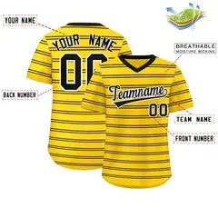 Gold Black Horizontal Stripe Pullover Baseball Jersey 2