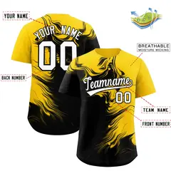 Gold Black Ink Pattern Authentic Baseball Jersey 2