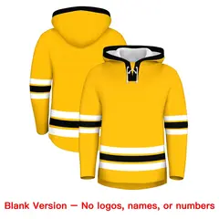 Gold Black Lace-Up Neck Hockey Hoodie 7