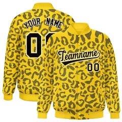 Gold Black Leopard Graffiti Varsity Letterman Jacket 1