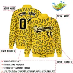 Gold Black Leopard Graffiti Varsity Letterman Jacket 2