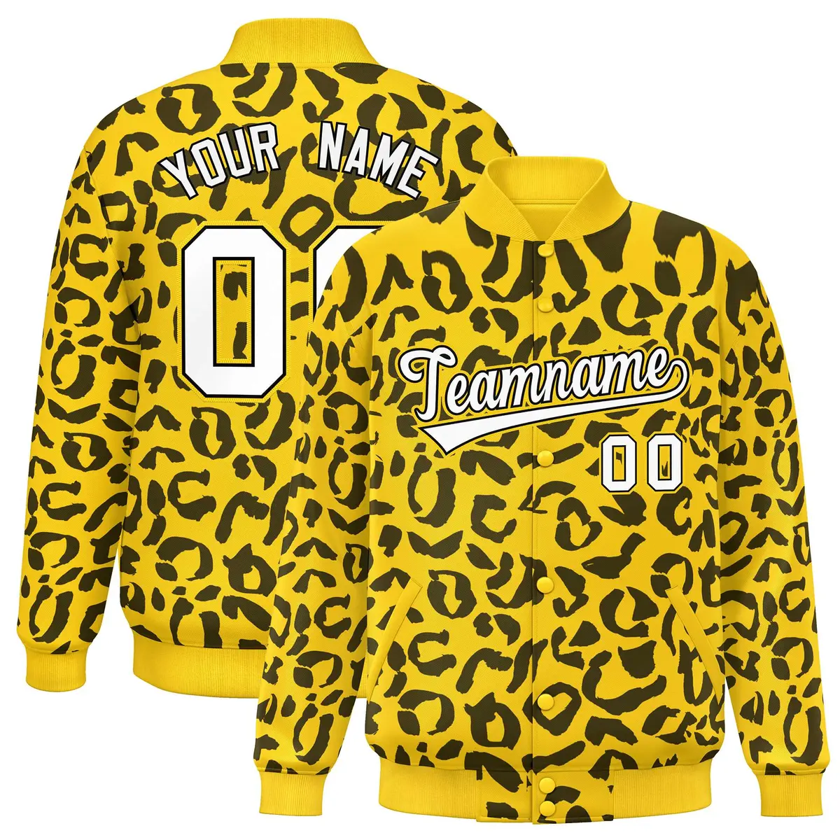 Gold Black Leopard Graffiti Varsity Letterman Jacket