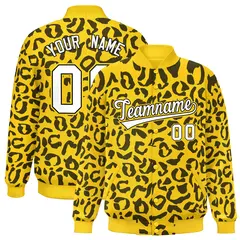 Gold Black Leopard Graffiti Varsity Letterman Jacket 1