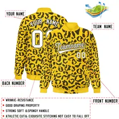Gold Black Leopard Graffiti Varsity Letterman Jacket 2