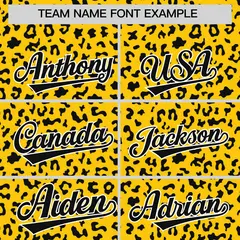 Gold Black Leopard Print Varsity Letterman Jacket Hoodie 5
