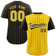 Gold Black Pinstripe Raglan Baseball Jersey 1
