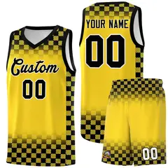 Gold Black Plaid Basketball Jersey for Teams