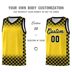 Gold Black Plaid Basketball Jersey for Teams 3