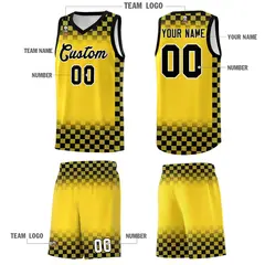 Gold Black Plaid Basketball Jersey for Teams 5