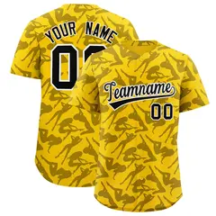 Gold Black Playboy Graffiti Pattern Baseball Jersey 1