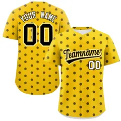 Gold Black Polka Dot Graffiti Authentic Baseball Jersey 1
