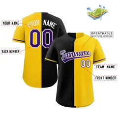 Gold Black-Purple Split Fashion Baseball Jersey 2