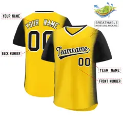 Gold Black Raglan Pullover Baseball Jersey 2