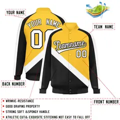 Gold Black Raglan Varsity Letterman Baseball Jacket 2