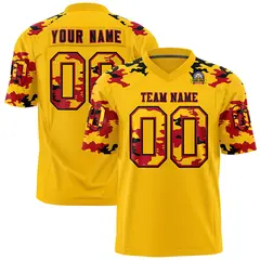 Gold Black-Red Camo Authentic Football Jersey