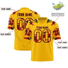 Gold Black-Red Camo Authentic Football Jersey 2