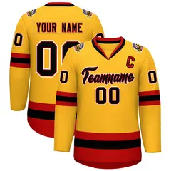 Gold Black Red-White Classic Hockey Jersey